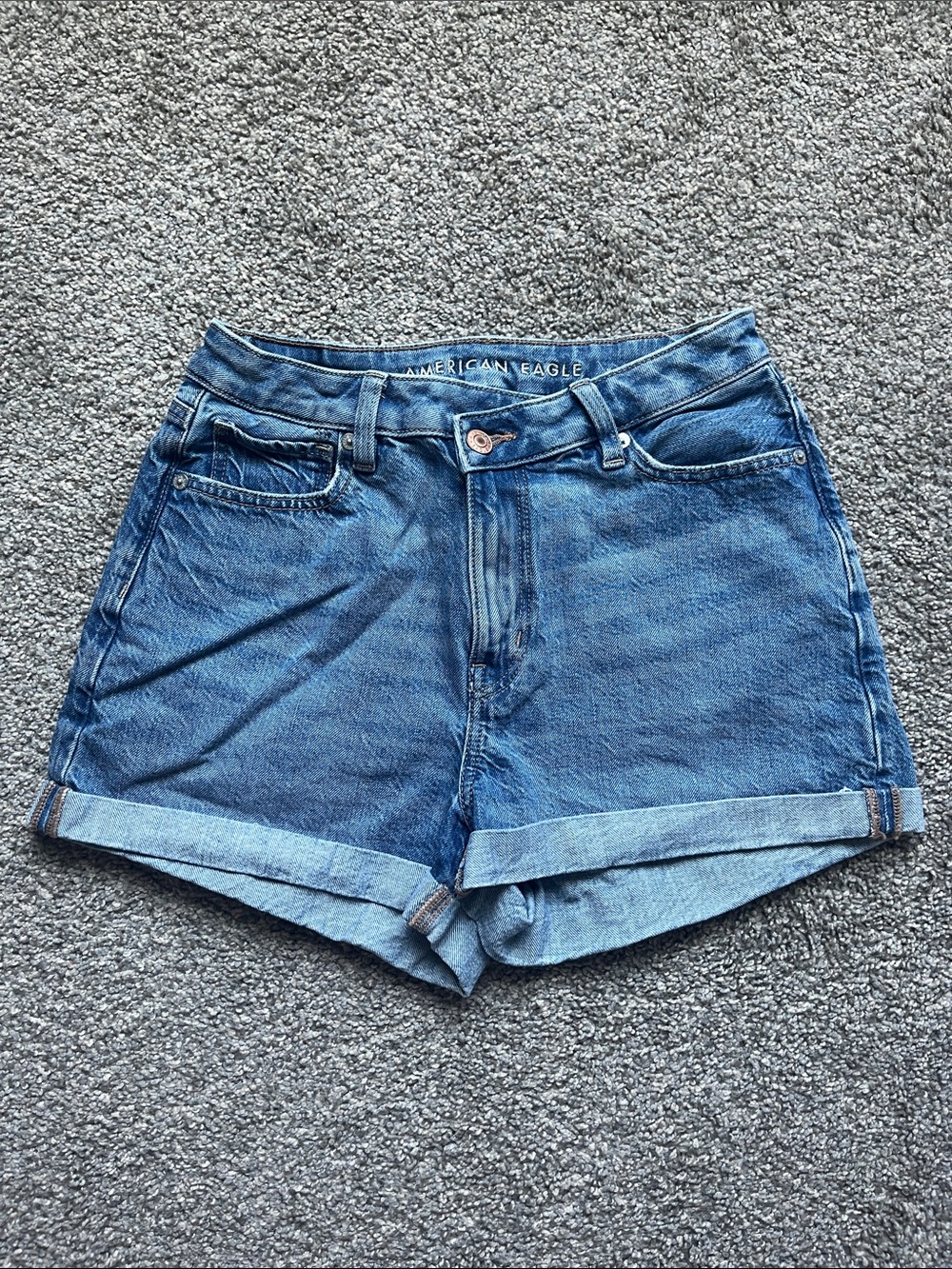 American Eagle Highest Rise cross-waist mom shorts